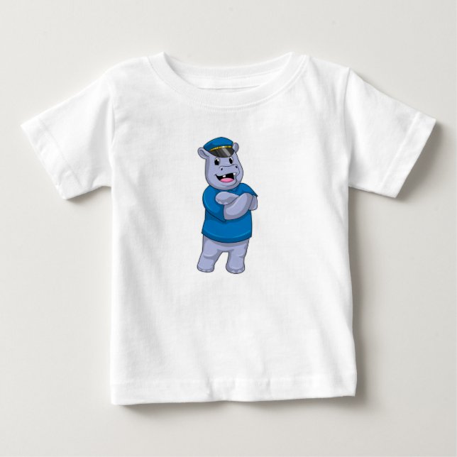 Hippo som polis med polishatt t shirt (Framsida)