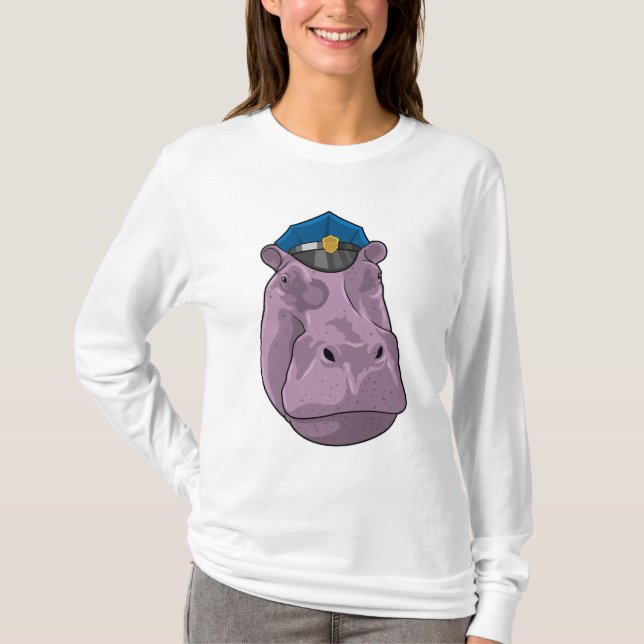 Hippo som polis t shirt (Framsida)