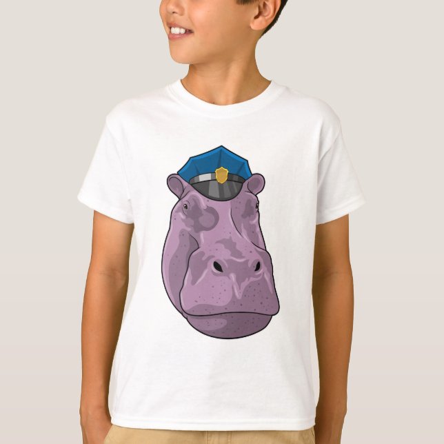Hippo som polis t shirt (Framsida)