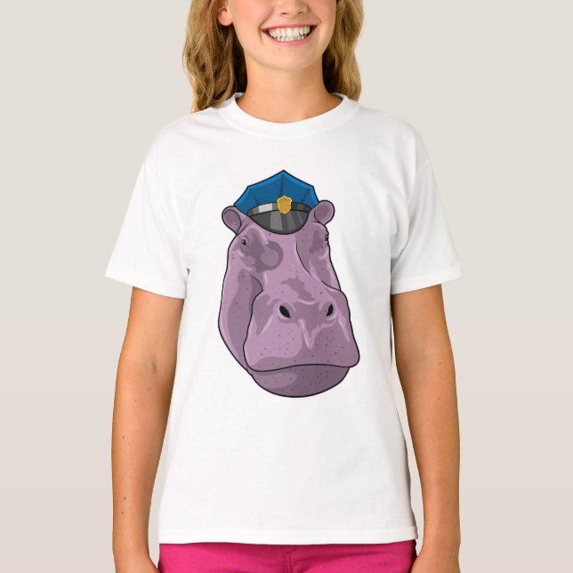 Hippo som polis t shirt (Framsida)