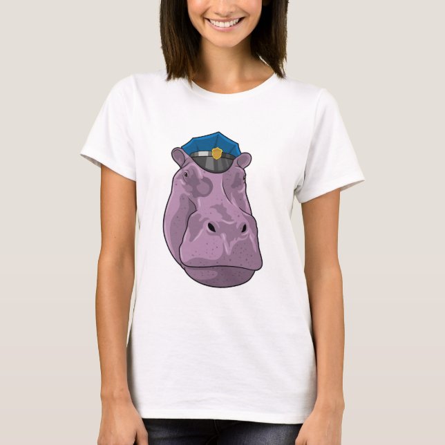 Hippo som polis t shirt (Framsida)
