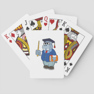Hippo som professor i Bok Casinokort