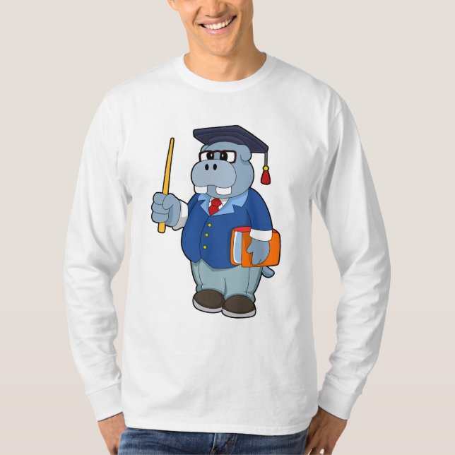 Hippo som professor i Bok T Shirt (Framsida)