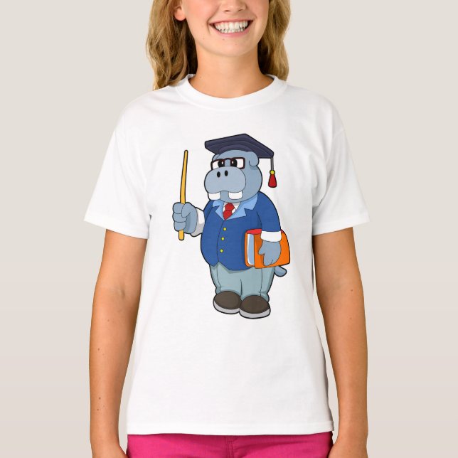 Hippo som professor i Bok T Shirt (Framsida)
