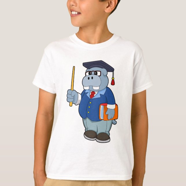 Hippo som professor i Bok T Shirt (Framsida)