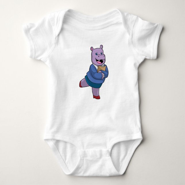 Hippo som sekreterare vid Anteckningsblocket T Shirt (Framsida)