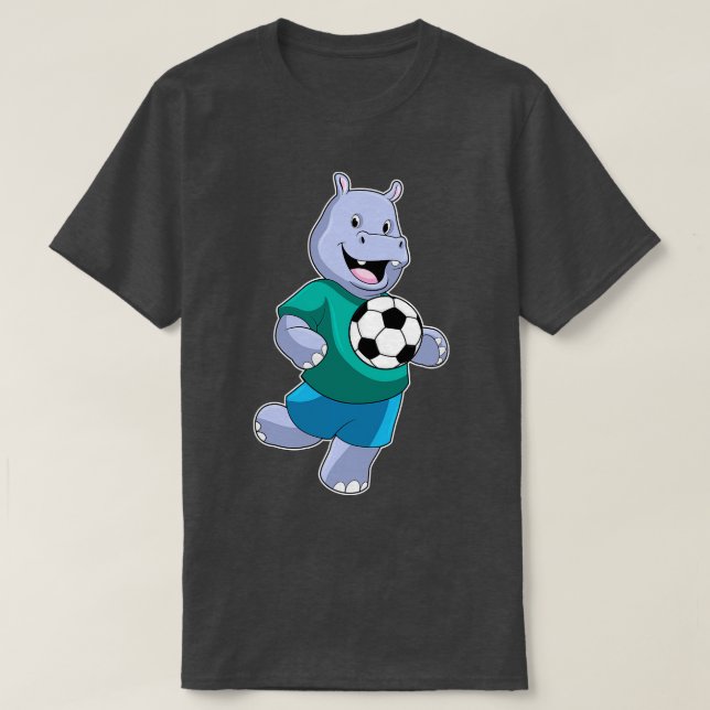 Hippo som spelare med fotboll t shirt (Design framsida)