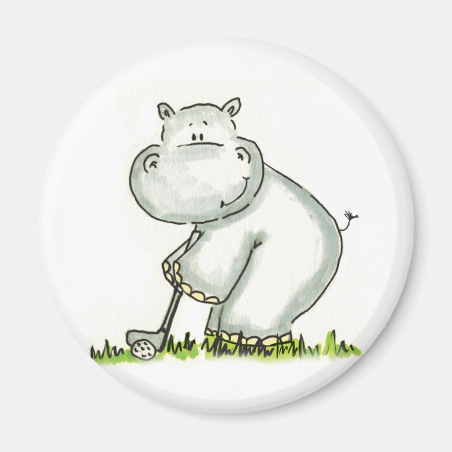 Hippo spelar Golf Magnet (Framsidan)