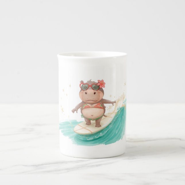  Hippo Surfer in  Bikini for Christmas Benporslin Mugg (Framsidan)