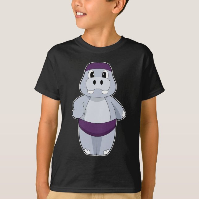 Hippo Swimming Swimming T Shirt (Framsida)