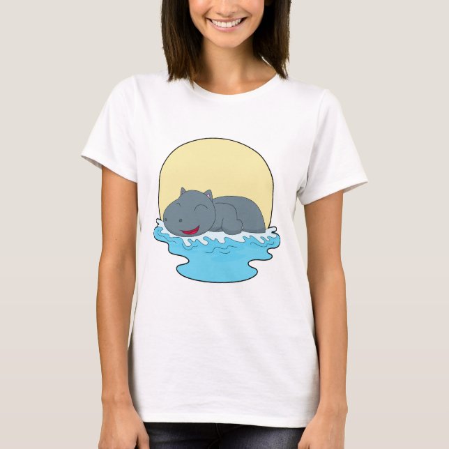 Hippo Swimming T Shirt (Framsida)