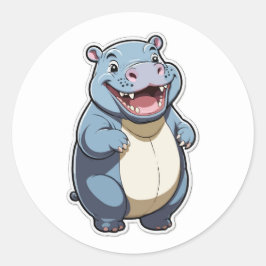 Hippo-teckendesign för Tecknaden lycklig Runt Klistermärke