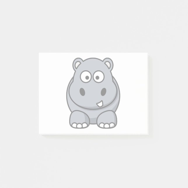 Hippo Tecknad Art Post-it Block (Framsida)