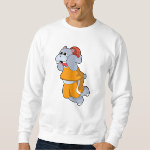 Hippo vid Basketball Sports Lång Ärmad Tröja