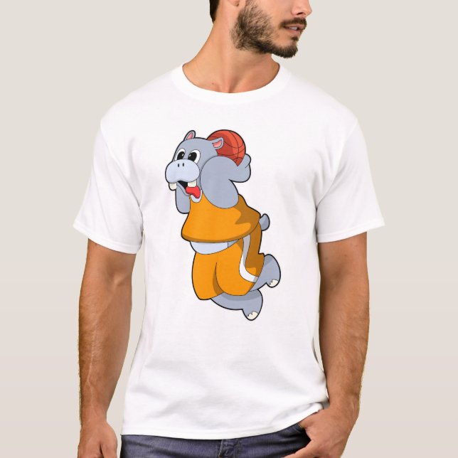 Hippo vid Basketball Sports T Shirt (Framsida)