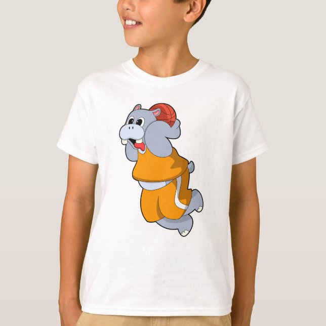 Hippo vid Basketball Sports T Shirt (Framsida)
