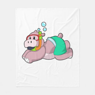 Hippo vid Dyving med Snorkel Fleecefilt
