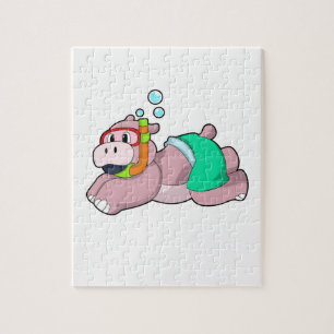 Hippo vid Dyving med Snorkel Pussel