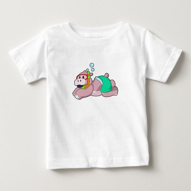 Hippo vid Dyving med Snorkel T Shirt (Framsida)