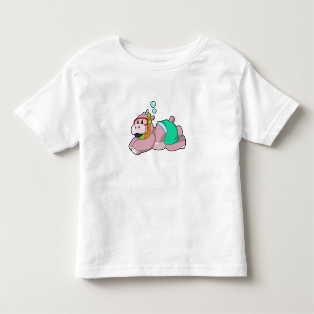 Hippo vid Dyving med Snorkel T Shirt (Framsida)