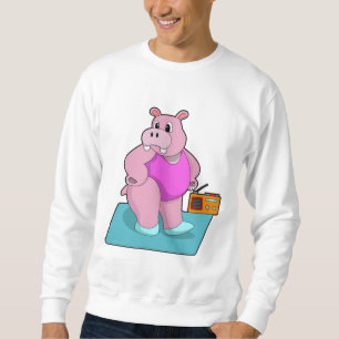 Hippo vid Fitness med Radio.PNG Lång Ärmad Tröja