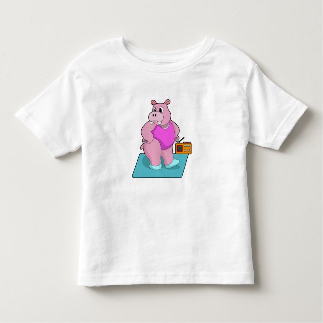 Hippo vid Fitness med Radio.PNG T Shirt (Framsida)
