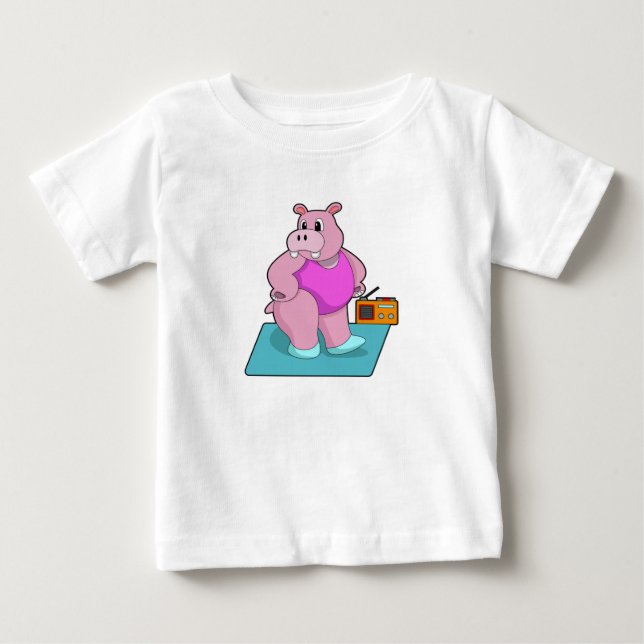 Hippo vid Fitness med Radio.PNG T Shirt (Framsida)