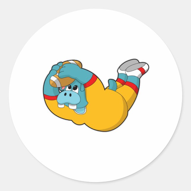 Hippo vid fotbollssport runt klistermärke (Framsida)
