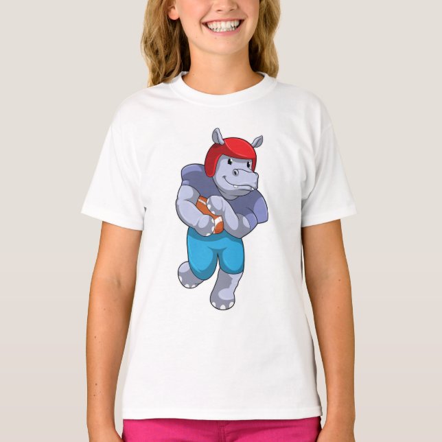 Hippo vid fotbollssport t shirt (Framsida)