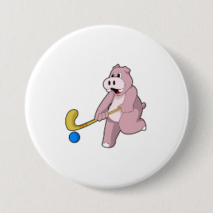 Hippo vid Hockey med Hockey fladdermus Knapp