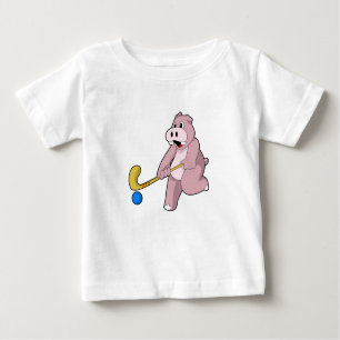 Hippo vid Hockey med Hockey fladdermus T Shirt