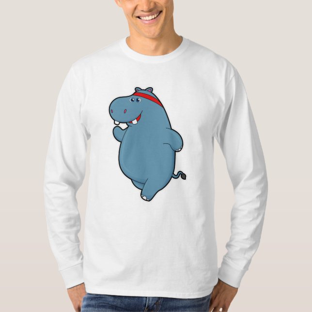 Hippo vid körning med huvudband t shirt (Framsida)