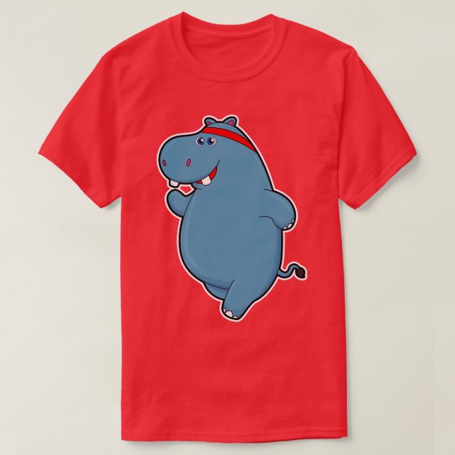 Hippo vid löpning med huvud t shirt (Design framsida)