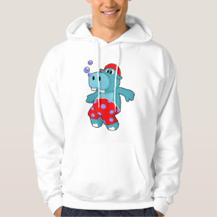 Hippo vid Swimming med Swimming trunks Hoodie