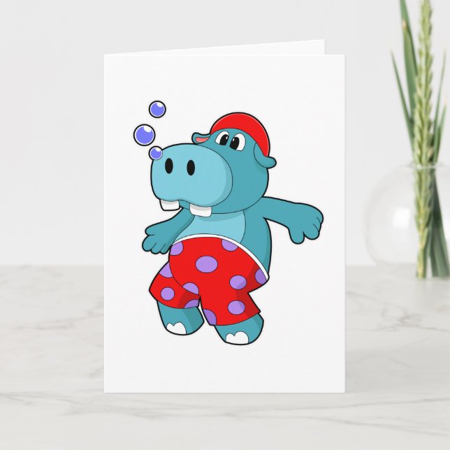 Hippo vid Swimming med Swimming trunks Kort (Framsida)