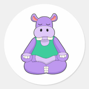 Hippo vid Yoga i Sitta Runt Klistermärke