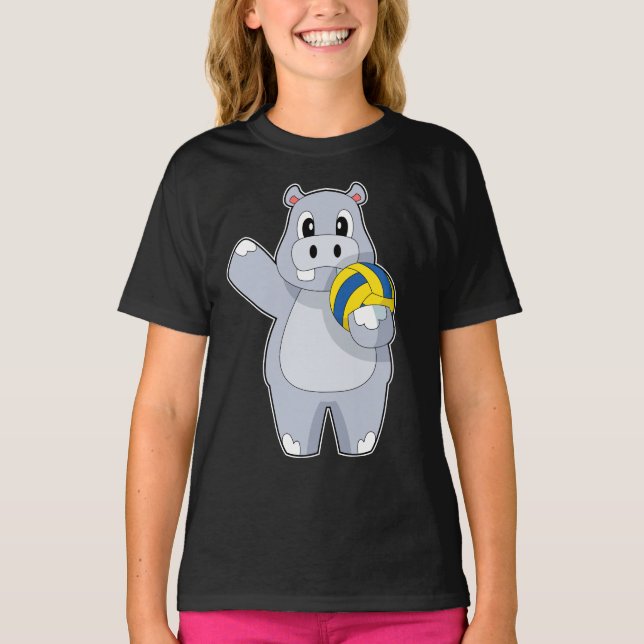 Hippo Volleyball-spelare Volleyball T Shirt (Framsida)