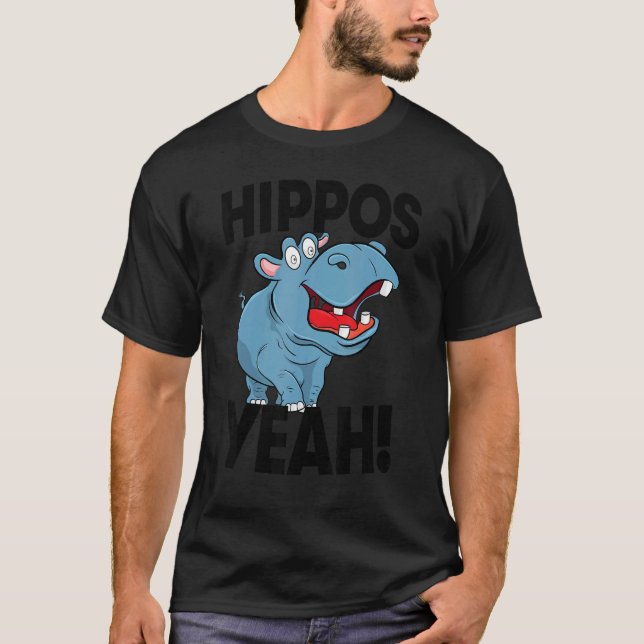 Hippo Yeah   Women Hippopotamus Party T Shirt (Framsida)