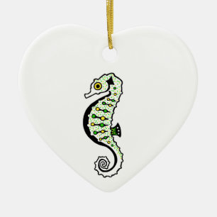 Hippocampus - Cute SEAHORSE - Ocean willife - Julgransprydnad Keramik