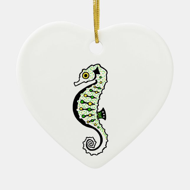 Hippocampus - Cute SEAHORSE - Ocean willife - Julgransprydnad Keramik (Framsidan)