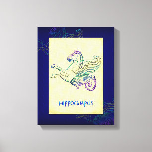 Hippocampus Grekiska sjöhästen Vintage Art Wrappca Canvastryck