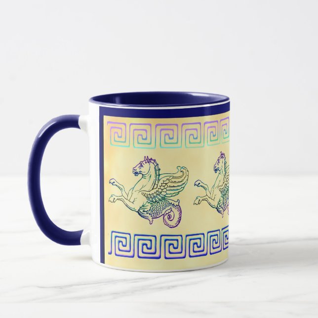 Hippocampus Sea Horse Vintage Art Coffee Mugg (Vänster)