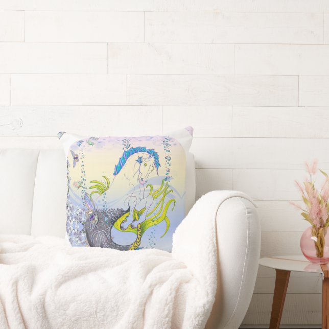 Hippocampus (skalle) (blått/lila/beige) kudde (Soffa)