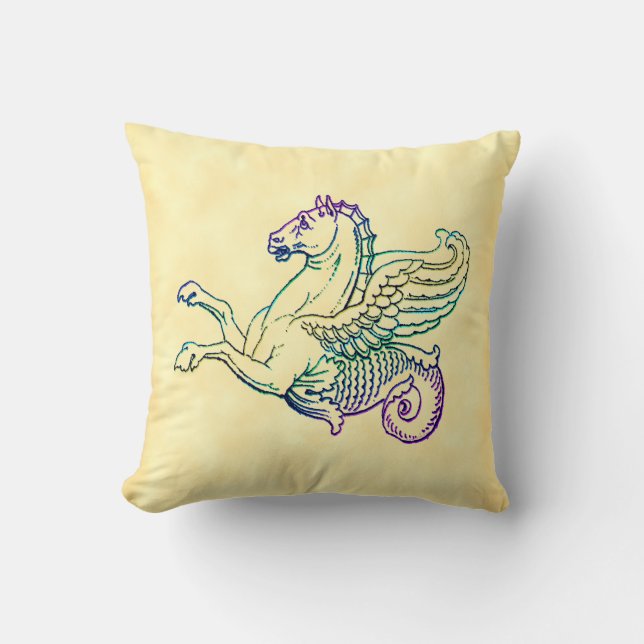 Hippocampus Vintage Art Pillow Kudde (Framsida)