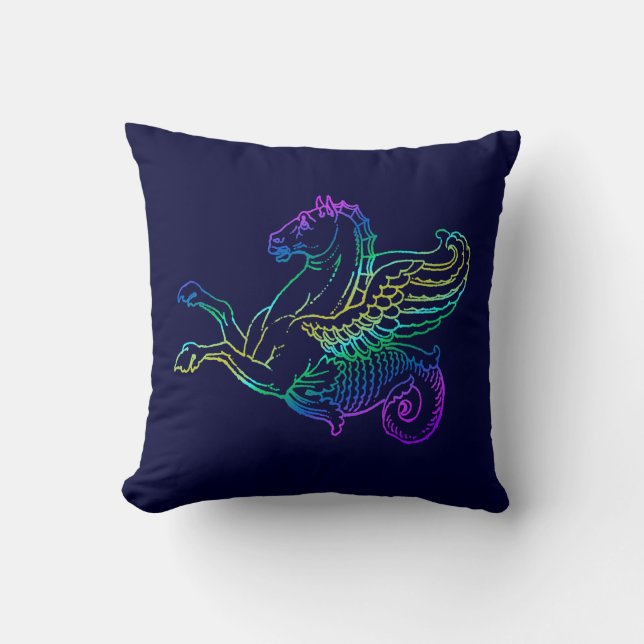 Hippocampus Vintage Art Pillow Kudde (Framsida)