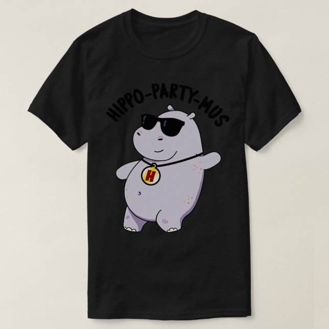 Hippopartymus Funny Animal Hippo Pun T Shirt (Design framsida)