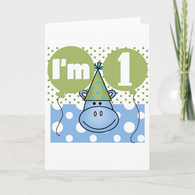 Hippopotamus 1:a födelsedag Tshirts och gåvor Kort (Framsida)