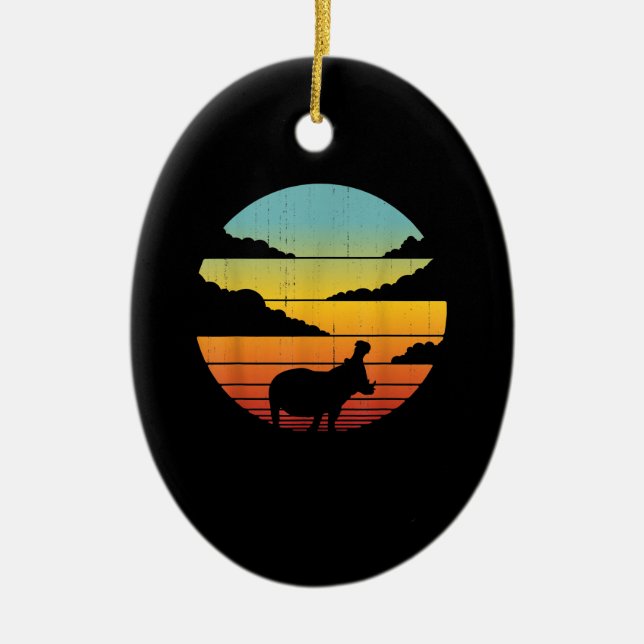 Hippopotamus 60s 70-tal Hippo | Hippo Älskare Julgransprydnad Keramik (Framsidan)