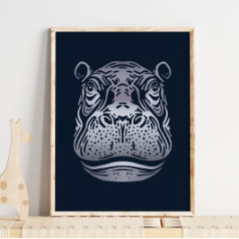 Hippopotamus African Print | Fet Hippopotamus Art Poster