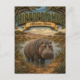 Hippopotamus African River POPCUT Vykort